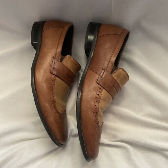 Stacy Adams Mens Leather Slip-On Loafers Two-Tone Brown Size 8.5M - Picture 6 of 12